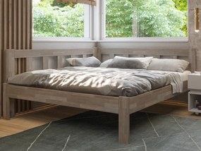 Rohová posteľ so zástenou vľavo Tema L 180x200 cm, šedý buk