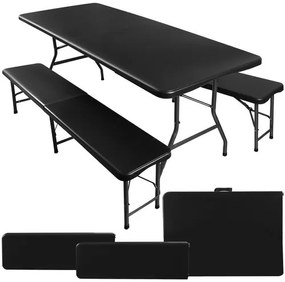 JAKS Skladací pivný set 180 cm čierny