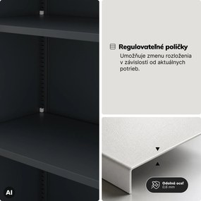 Kovová skriňa s úložným priestorom antracitová/orech, 900x1850x450 mm: TOMASZ Eco Design
