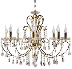 Candellux Zlatý krištáľový luster Aurora pre žiarovku 8x E14 38-98644