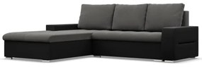 Rohová rozkladacia sedačka AURORA ľavá tmavosivá / čierna