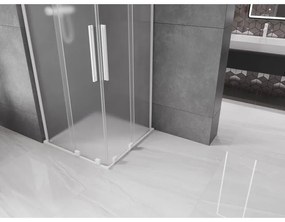 Mexen Velar L Duo, sprchový kút s posuvnými dverami 90 x 90 cm, 8mm sklo námraza, biela matná, 871-090-090-02-33-20