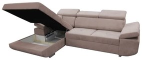 Rozkladacia rohová sedacia súprava s úložným priestorom do tvaru L CASTELO ľavá béžová