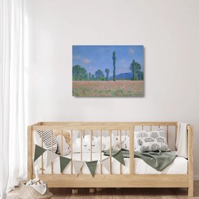 Sklenený obraz - Claude Monet, Poppy Field (Giverny), reprodukcia (70x50 cm)