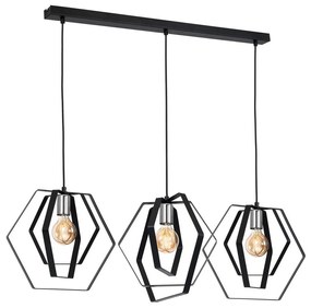 Luster na lanku HEXAGON 3xE27/60W/230V čierna/chróm