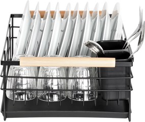 VILDE Odkvapkávač na riad čierny VILDE, 43 x 28,5 x 14,5 cm