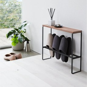 Kovový stojan na prezuvky v čierno-prírodnej farbe Tower – YAMAZAKI