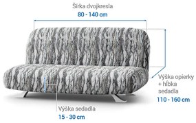 Bielastické poťahy OCEANO NOVÉ šedo-modré dvojkreslo s drevenými rúčkami (š. 80 -140 cm)
