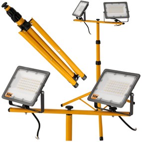 BERGE LED reflektor 2x50W + 140cm statív - neutrálna biela