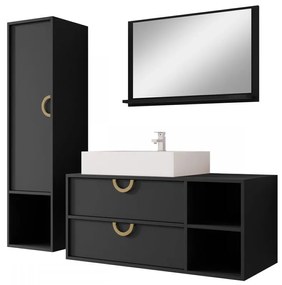 Kúpeľňový nábytok Gewiro, Farby: čierna matná, Sifón: bez sifónu, Umývadlo: nie, Umývadlová batéria: Economico BYU 020M