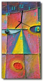 Nástenné hodiny vertikálne Umenie abstrakcie farebné tlače 30x60 cm