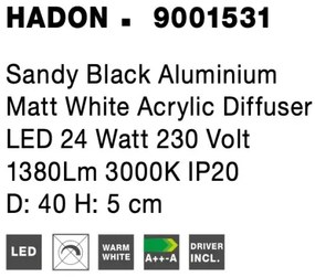 LED stropné svietidlo Hadon 40 čierne
