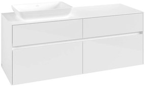 VILLEROY &amp; BOCH Collaro závesná skrinka pod umývadlo na dosku (umývadlo vľavo), 4 zásuvky, 1400 x 500 x 548 mm, Glossy White, C11700DH