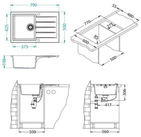 ALVEUS 1132022 - Kuchynský drez CADIT 79x50 cm granit/biela