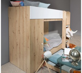 Detská kombinovaná posteľ 90 cm Sami 2 (dub artisan + matná čierna + biele madlá). Vlastná spoľahlivá doprava až k Vám domov. 1085814
