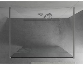 Mexen Kioto, priechodná sprchová zástena 120 x 200 cm, 8mm sklo číre/biely vzor, 2x chrómová stabilizačná rozpera, 800-120-002-01-85