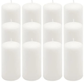 Sada stĺpových sviečok, 11,5 cm, Ø 6 cm, biela, 12 ks