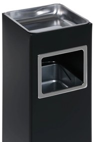 Odpadkový kôš s popolníkom a vnútornou nádobou, 11,5 l, čierny / nerez