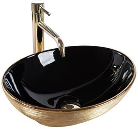 Rea Sofia, umývadlo na dosku 410x335x145 mm, čierna lesklá-zlatá štruktúrovaná, REA-U3310