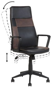 Kancelárska stolička čierna a hnedá výškovo nastaviteľná DELUXE Beliani