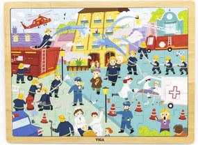 Puzzle na podstavci Viga 44581 48 dielikov - spoznávanie práce hasiča