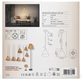 Ledvance - Luster na lanku DECOR RAFFIA 1xE27/15W/230V rafia