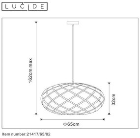 LUCIDE 21417/65/02 WOLFRAM závesné svietidlo E27 Ø 65cm zlatá