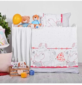 Obliečky detské Zoo červeno-sivé EMI, Detský set 90x130 + 45x65