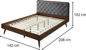 Dvojlôžková posteľ Cassidy 140x200 popolavo sivá/orech