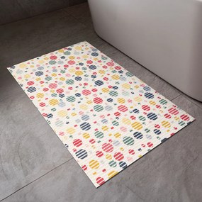 Kúpeľňová penová rohož / predložka PRO-048 Farebné bodky na krémovom - metráž šírka 65 cm