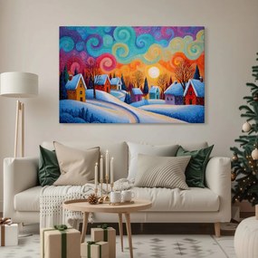 Vianočný obraz zimné čaro dedinky