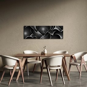 Obraz čierno-bielych sŕdc (s hodinami) (90x30 cm)
