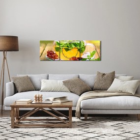 Obraz - Čaj (s hodinami) (90x30 cm)