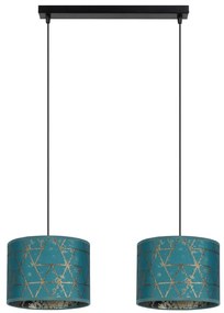 Luster na lanku REZO 2xE27/60W/230V tyrkysová