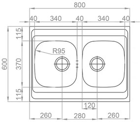 Nerezový drez Sinks CLP-A 800M Duo 0,5 mm matný