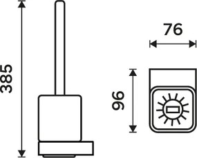 Nimco WC kefa s hranatou rukoväťou NIKAU - NK 30094KN-HR-26
