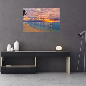 Obraz - Západ slnka na pláži (90x60 cm)