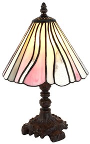 Béžovo-ružová stolná lampa Tiffany Tasia - Ø 20*34 cm E14/max 1*25W