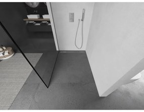 Mexen Kioto L, sprchová zástena Walk-In 50 x 200 cm, 8mm číre sklo čierny vzor, brúsená oceľ profil, 800-050-103-97-70