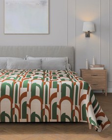 Prehoz na posteľ 220x260 cm farba produktu zelená látka zapletaná, vzorované