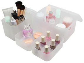 Organizér do zásuvky, organizér na kozmetiku, sada 7ks - ESSENTIAL mliečna