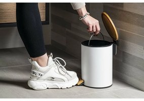 AQUALINE BI006 Bambus odpadkový kôš okrúhly 3 l, biela