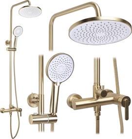 Rea Ontario, sprchový set nástenný s dažďovou sprchou, zlatá matná, REA-P9494