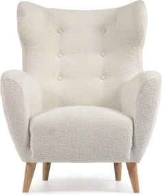 Biele kreslo z textílie buklé Patio – Kave Home