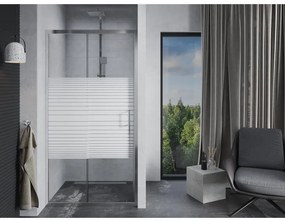 Mexen Apia, posuvné dvere do otvoru 95 x 190 cm, 6mm číre sklo-pásiky, chrómový profil, 845-095-000-01-20