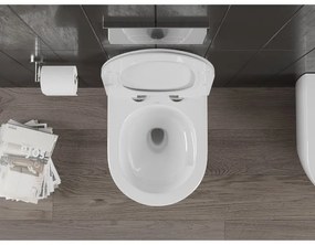 Mexen Carmen, závesná WC misa 490x365x340 mm, Rimless Tornádo + WC sedadlo z duroplastu, biela lesklá, 30880100T