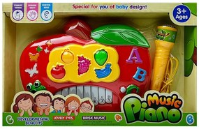 LEAN TOYS Piano s mikrofónom pripojiteľné k telefónu - jablko, červené