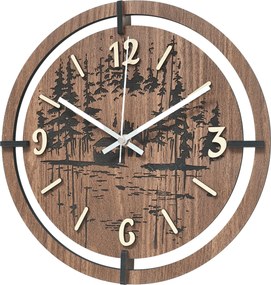 Drevené hodiny na stenu les 30 až 50 cm | NILSE: HDF - Javor 30 cm 4804-115436 HDF0702-ruky-silver