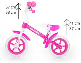 Detské odrážadlo kolo Milly Mally Dragon pink