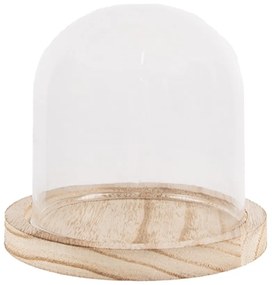 Prírodný drevený podnos so skleneným poklopom - Ø 13*11 cm
